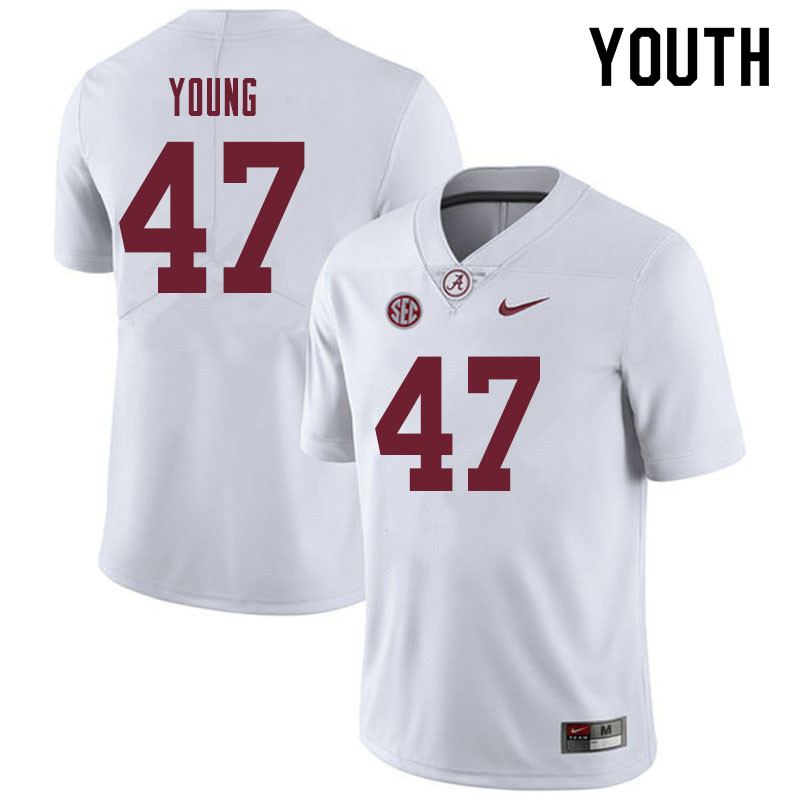 Alabama Crimson Tide Youth Byron Young #47 White NCAA Nike Authentic Stitched 2019 College Football Jersey QL16R71ZS